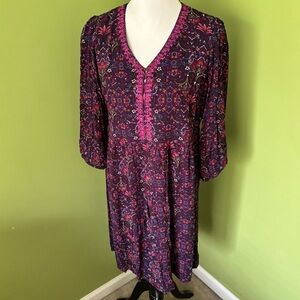 J. Jill Fall V-neck Dress with Embroidery